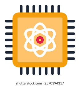 Quantum Chip Tech and AI Innovation icon illustration