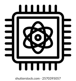 Quantum Chip Tech and AI Innovation icon illustration