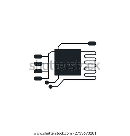 Quantum circuit board vector icon. Abstract electronic chip pattern with non-standard lines. Future technology processor and computer hardware illustration for digital design.