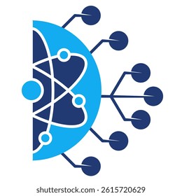 Quantum Circuit icon represented by atom, cirquit Dualtone style.