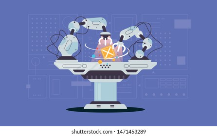 Quantum computer. software development and programming. vector illustration for websites