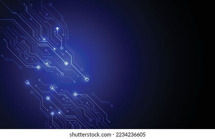 Quantum computer technologies concept. Futuristic blue circuit board background vector. Modern technology circuit board