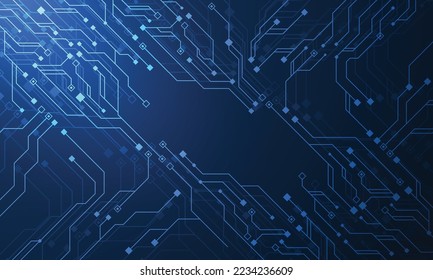 Quantum computer technologies concept. Futuristic blue circuit board background vector. Modern technology circuit board