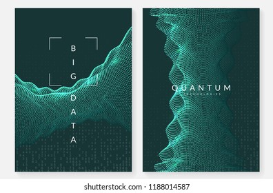 Quantum computing background. Technology for big data, visualization, artificial intelligence and deep learning. Design template for science concept. Colorful quantum computing backdrop.