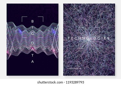 Quantum computing background. Technology for big data, visualization, artificial intelligence and deep learning. Design template for industry concept. Fractal quantum computing backdrop.