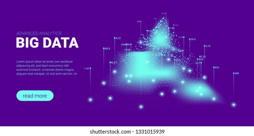 Quantum Computing, Big Data Visualization. Landing Page Futuristic Concept. 3d Technology Background. Quantum Cryptography Visual Presentation. Information Sorting, Security Code Design.