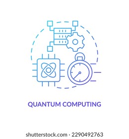 Quantum computing blue gradient concept icon. Machine learning development. Data science technology abstract idea thin line illustration. Isolated outline drawing. Myriad Pro-Bold font used