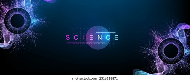 Quantum computing concept. Deep learning artificial intelligence. Big data algorithms visualization for business, science presentations, posters, covers, vector illustration