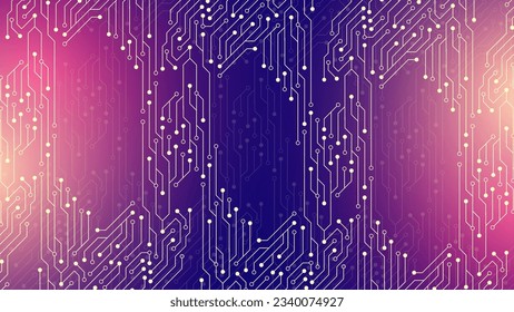 Quantum computing concept. Deep learning artificial intelligence. Big data algorithms visualization for business, science presentations, posters, covers, vector illustration