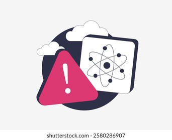 Quantum computing cybersecurity risks, challenging encryption and data security. Dangers of quantum computing impact cryptography, privacy and secure communication. Isolated vector illustration