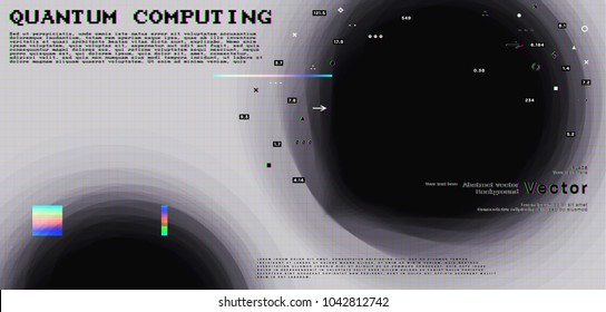 Quantum computing, deep learning artificial intelligence, signal cryptography infographic vector illustrations. Big data algorithms visualization for business, science presentations, posters, covers