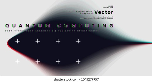 Quantum computing, deep learning artificial intelligence, signal cryptography infographic vector illustrations. Big data algorithms visualization for business, science presentations, posters, covers