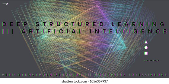 Quantum computing, deep learning artificial intelligence, signal cryptography infographic vector illustrations. Big data algorithms visualization for business, science presentations, posters, covers