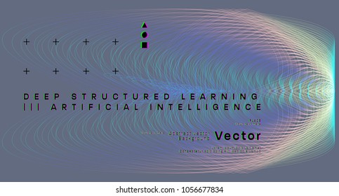 Quantum computing, deep learning artificial intelligence, signal cryptography infographic vector illustrations. Big data algorithms visualization for business, science presentations, posters, covers