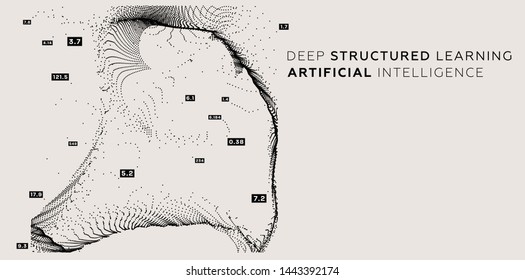 Quantum computing, deep learning artificial intelligence, signal cryptography infographic vector illustrations. Big data algorithms visualization for business, science presentations, posters, covers