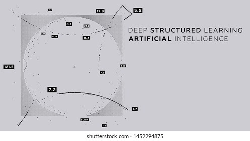 Quantum computing, deep learning artificial intelligence, signal cryptography infographic vector illustrations. Big data algorithms visualization for business, science presentations, posters, covers