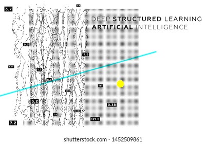 Quantum computing, deep learning kunstmatige intelligentie, signaalcryptografie, infografische vectorillustraties. Big data algoritmen visualisatie voor het bedrijfsleven, wetenschap presentaties, posters, covers