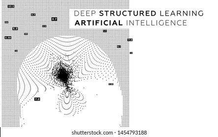 Quantum computing, deep learning artificial intelligence, signal cryptography infographic vector illustrations. Big data algorithms visualization for business, science presentations, posters, covers