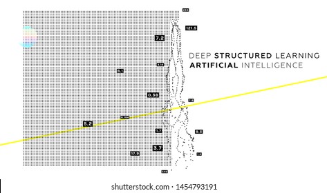 Quantum computing, deep learning artificial intelligence, signal cryptography infographic vector illustrations. Big data algorithms visualization for business, science presentations, posters, covers