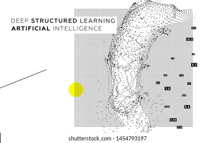 Quantum computing, deep learning kunstmatige intelligentie, signaalcryptografie, infografische vectorillustraties. Big data algoritmen visualisatie voor het bedrijfsleven, wetenschap presentaties, posters, covers