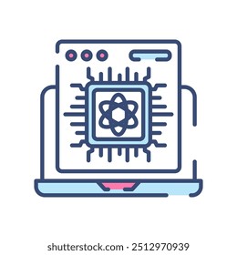 Ícone de cor de preenchimento da computação quântica, ilustração de vetor