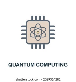 Quantum Computing flat icon. Colored sign from futurictic technology collection. Creative Quantum Computing icon illustration for web design, infographics and more