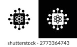 Quantum computing icon black clipart pack.