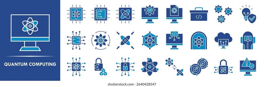 Quantum Computing icon collection set. Containing design technology, digital, ai, network, quantum