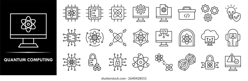 Quantum Computing icon collection set. Containing design technology, digital, ai, network, quantum