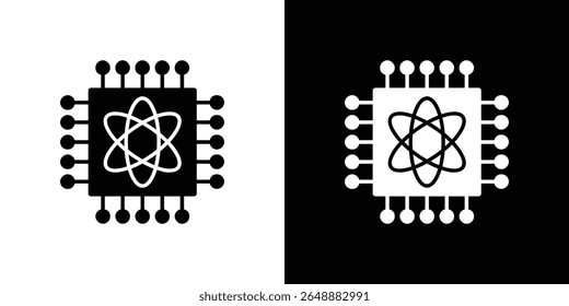 Ícone de computação quântica de um vetor de estilo plano