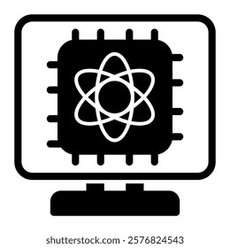 Quantum computing icon solid style transparent