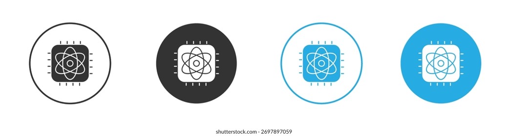 Quantum computing icon symbol flat style on white background.