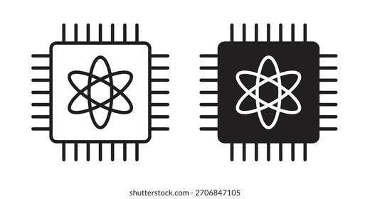 Símbolo de ícono de computación cuántica para diseños de logotipos, Web y App.