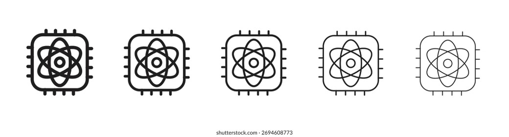 Symbolsatz für Quantencomputer. Bearbeitbare Strichsammlung.