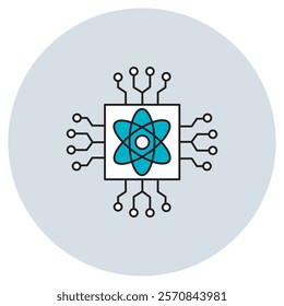 Quantum Computing icon, Transforming the Landscape of Technology, Exploring the Potential of Quantum Computing in the Modern Era, vector