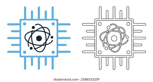 quantum computing icon vector with a futuristic and tech inspired design. Perfect for AI, advanced computing, quantum mechanics, algorithms, data processing, and high performance technology