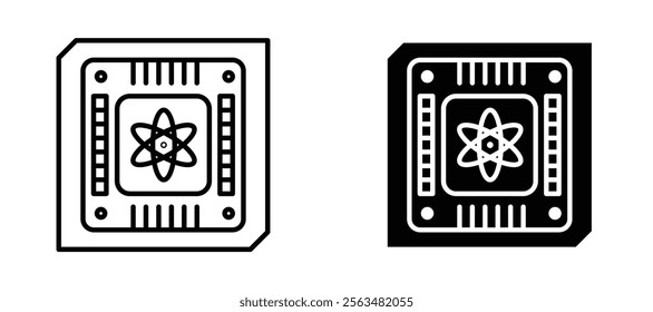 Quantum computing icons in outline and fill. vector illustration for ui.