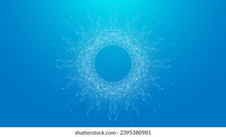 Quantum Computing Idea Design Element Concept. Deep Learning Artificial Intelligence. Generative AI. Big Data Algorithms Visualization For Business, Science Presentations, Posters, Covers.