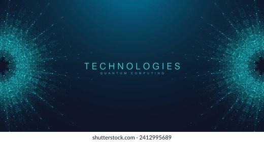 Quantum Computing Idea Design Element Concept. Deep Learning Artificial Intelligence. Generative AI. Big Data Algorithms Visualization For Business, Science Presentations, Posters, Covers.