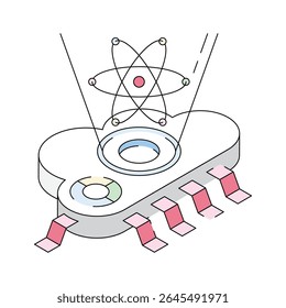 Quantum computing isometric icon is ready for premium use