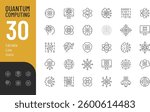 Quantum Computing Line Editable Icons set. Vector illustration in modern thin line style of technology related icons: artificial intelligence, computer, cyberspace, and more. Isolated on transparent b