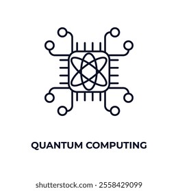 quantum computing outline icon. Linear vector from ai and tech concept. Thin line quantum computing icon isolated on white background