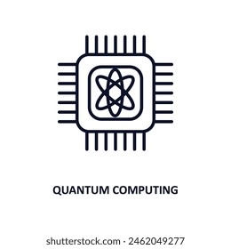 quantum computing outline icon.  Thin line icon from artificial intellegence and future technology collection. Editable vector isolated on white background