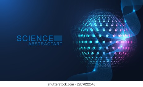 Quantum computing. Quantum processing. Artificial intelligence quantum computer technology concept. Future new technology for business or science presentation. Vector illustration
