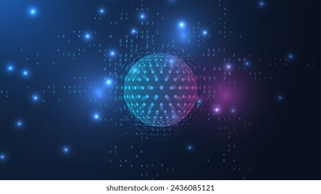 Quantum computing. Quantum processing. Artificial intelligence quantum computer technology concept. Future new technology for business or science presentation. Vector illustration.