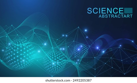 Quantum computing. Quantum processing. Artificial intelligence quantum computer technology concept. Future new technology for business or science presentation. Vector illustration.