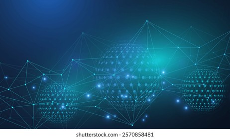 Quantum computing. Quantum processing. Artificial intelligence quantum computer technology concept. Future new technology for business or science presentation. Vector illustration.