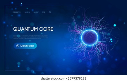 Quantum computing security and AI technology background. Exploring Quantum computing brain technology, Cryptography, Qubits, Networks, Edge Computing.