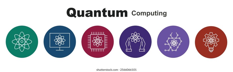 Quantum computing single stroke icon sets