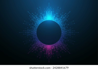 Quantum computing technology concept. Big Data Visualization. AI Generative Banner Concept In The Digital Style. Generative Design Element For Internet Technology. Concept Artificial Intelligence.